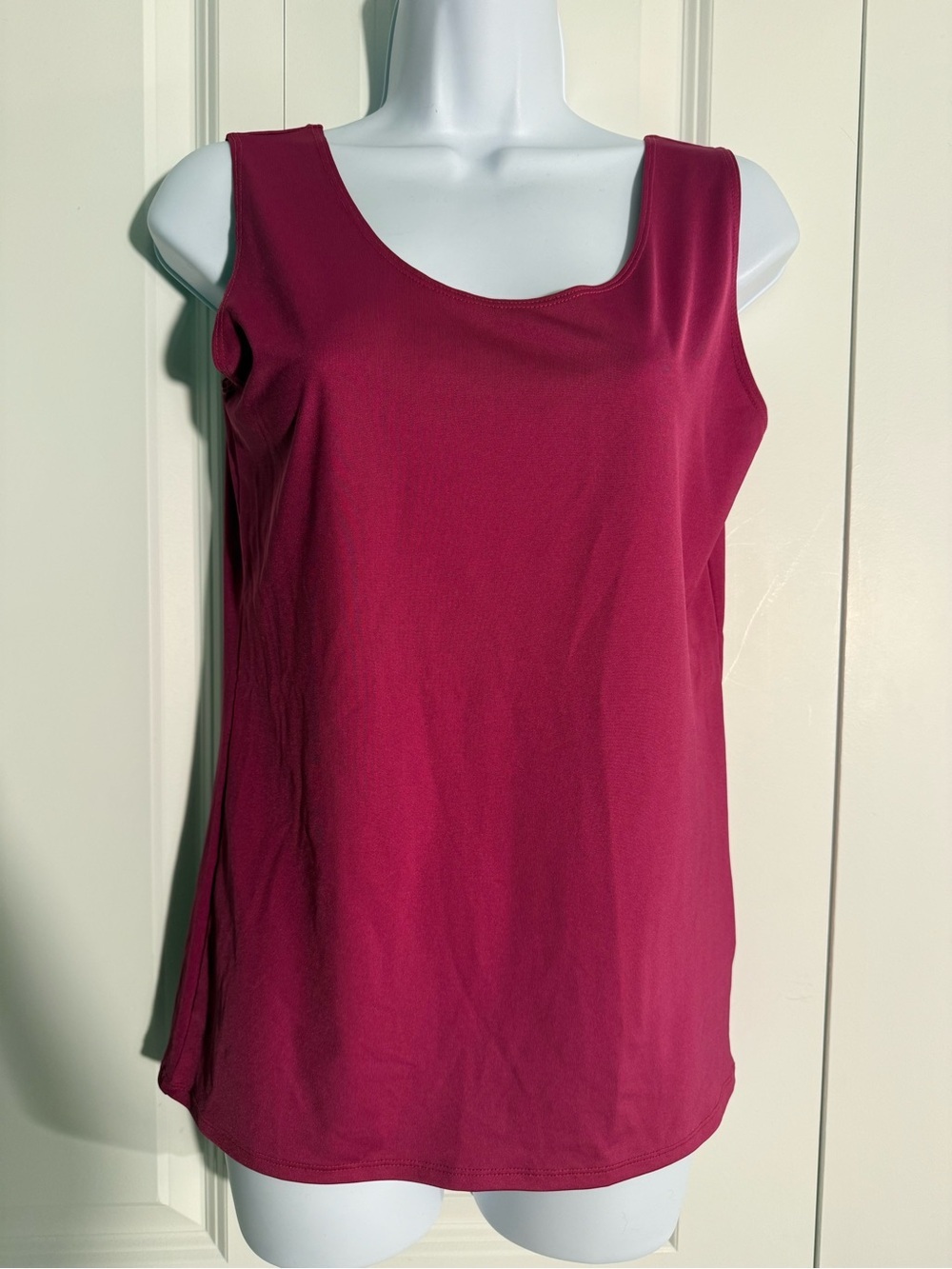 Ellen Tracy Sleeveless Scoop Neck Tank Top - Raspberry Pink